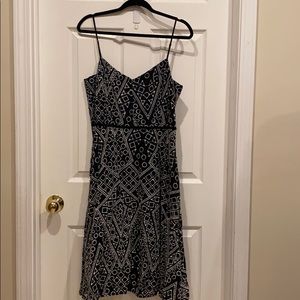 Fit & Flare Geometric Black & White Midi Dress